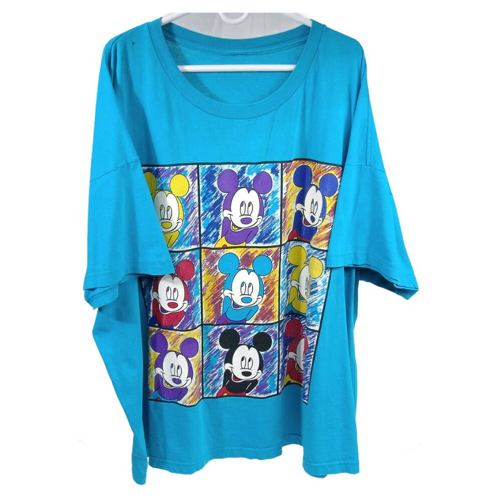 Vtg 1990s Graphic T-Shirt 3X Disney Mickey Mouse Warhol Cartoon Women's Rare VG